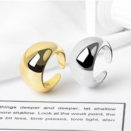 New Trendy Silver Plated Opening Ring Classic Simple Geometric Arc Handmade Jewelry Gifts for Women Adjustable Dropshipping