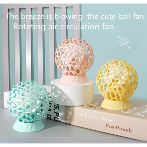 New handheld spherical fan mini lighting electric fan USB rechargeable silent fan 360° automatic rotating fan desktop small fan
