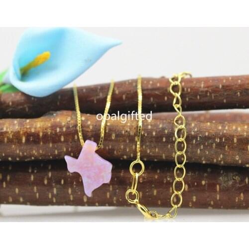 2020 Pink Opal texas pendant 925 Silver wedding gold chain Necklace texas Shape Design Opal Pendant for Women Necklace Jewelry