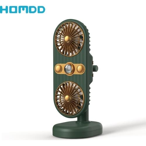 HOMDD USB Rechargeable Fan Double-head Clip Electric Fan Desktop Home Baby Stroller Vertical Dual-use Small Table Fan