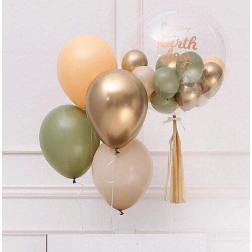 Popular skin color retro avocado green balloon chain set birthday party layout decoration photo wedding birthday balloons
