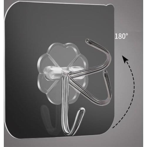 10 Hooks Transparent Strong Self-adhesive Door Wall Hook Heavy Load Suction Cup For Household Kitchen And Bathroom