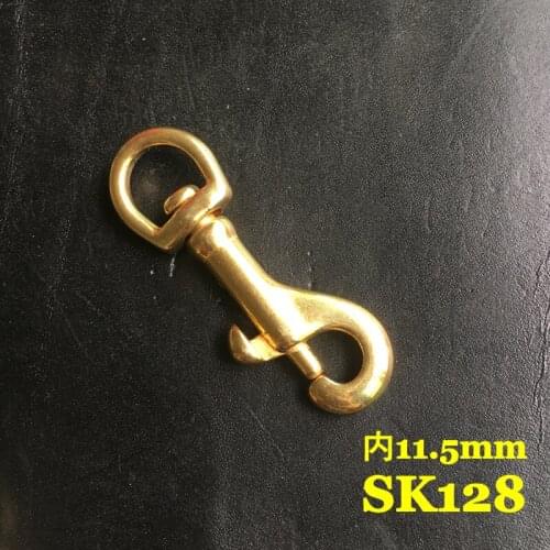 SK128) 2pc Solid Brass Spring Snap Hook Swivel Clasp Key Ring Chain Hardware