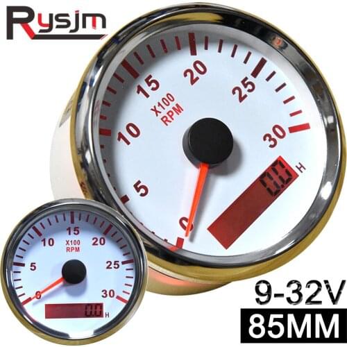 Diesel Engine Car Tachometer RPM Gauge Hour Meter REV Counter 3000RPM With Digital Hourmeter LCD Hourmeter Marine Red Backlight