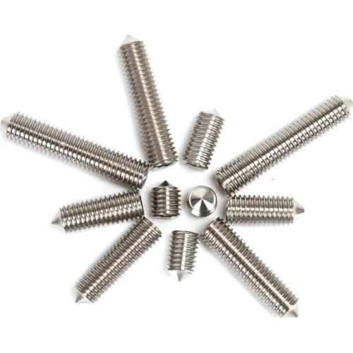 10-20pcs M8*8/10/12-40mm 304 Stainless Steel Grub Screws Cone Point Hexagon Hex Socket Set Screws Machine Meters Headless Screw