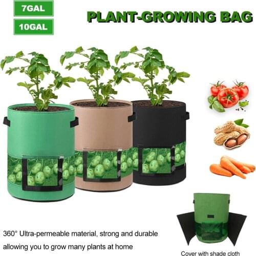 Potato Grow Bag Vegetable Onion Plant Bag with Handle Thickened Garden Carrot Taro Peanut Growing Bag for Home Garden 7GAL