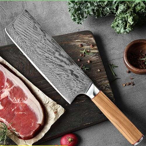 Japanese Damascus AUS-10 Kitchen Chopping Knife Chef Cleaver Knives Meat Vegetable Slicing Knife Chinese Forged Kitchen Knife