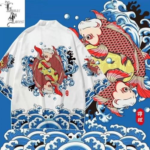 Lucky Fish 3D Printing Japanese Kimono Haori Yukata Women/Men Fashion Harajuku Summer Casual Cool Short Sleeve Streetwear