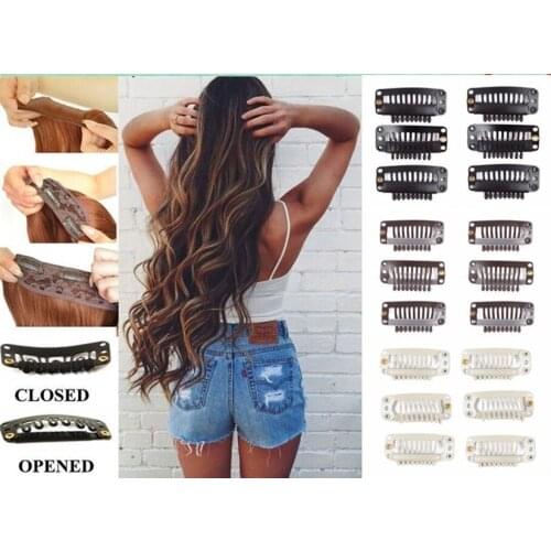 20pcs Hair Snap Clips For Extensions Shape Weave Toupee Wig 9 Teeth Clips Styling Tools Invisible Hairpin Non-slip Windbreak