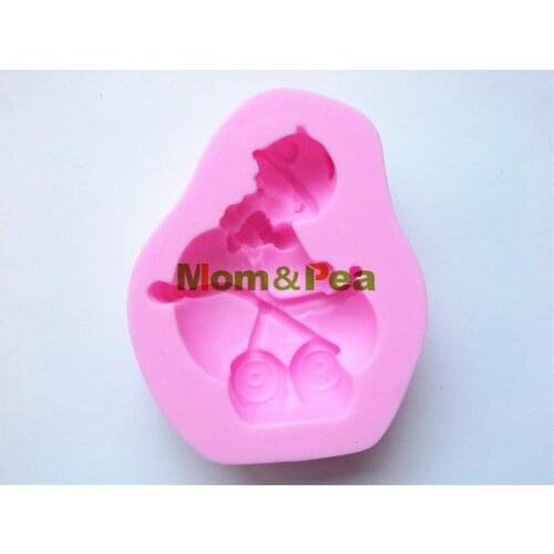 Mom&Pea 0166 Free Shipping Baby Carriage Shaped Silicone Mold Cake Decoration Fondant Cake 3D Mold Food Grade Silicone Mould