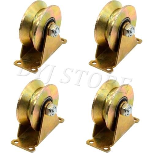 1/2/4Pack 1.2" 2" 3" Sliding Gate Roller Steel V Type Wheel For V-Groove Track, Sliding Gate Industrial Machines Wire Rope Rail