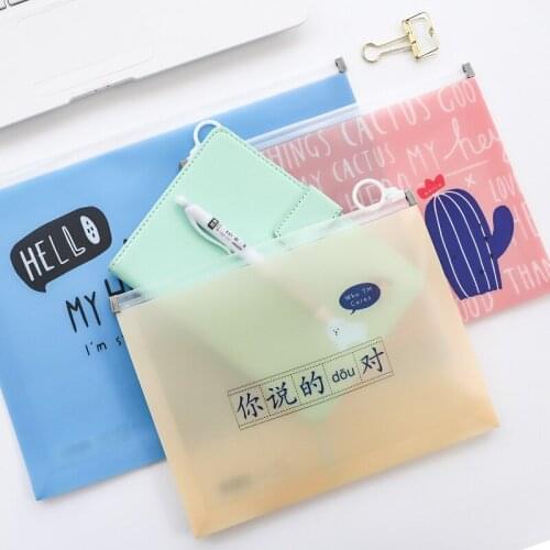 1pcs 2761 Creative A4 PP Zipper File Bag Folders Student Stationery Data Sheet Portfolio