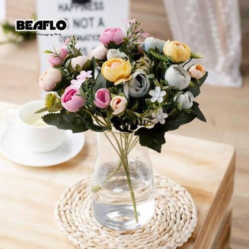 1 Branch Artificial Rose Silk Flower Bouquet Home Flowers Wedding Garden Home Decoration Fake Flowers Decor 6 Colors