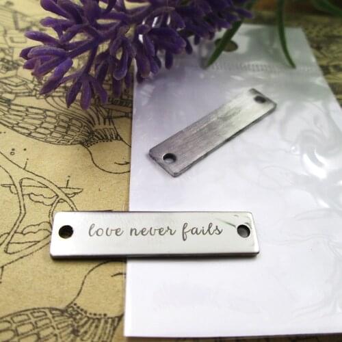 10pcs--Love Never Fails Connector stainless steel charms more style for choosing DIY Charms pendants for necklace 30x7mm