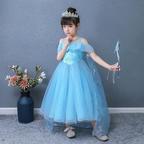 2020 Elsa Dress For Girl Kids Princess Dress Up Frock Children Carnaval Cosplay Costumes Teenager Girl Halloween Party Robe