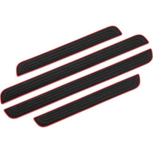 4Pcs/Set Door Sill Plate Protectors for Car All Models,Black PVC Soft Rubber Front/Rear Door Sill Scuff Plate Guard