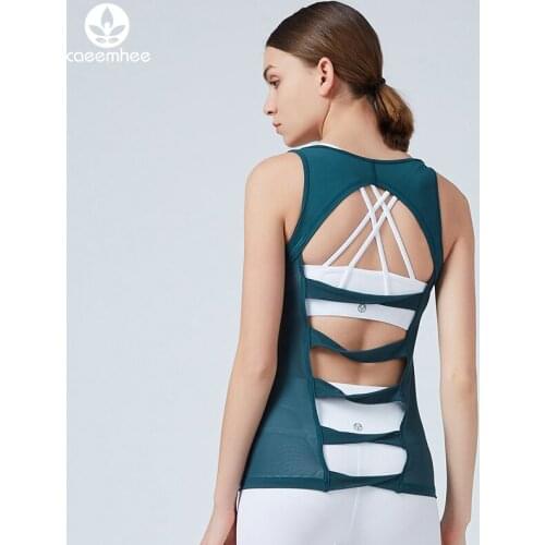 CAEEMHEE Hollow Out Yoga Tops Women Running Gym Vest Sleeveless Fitness Shirts Quick Dry Breathable Workout Top Sports Tank Tops