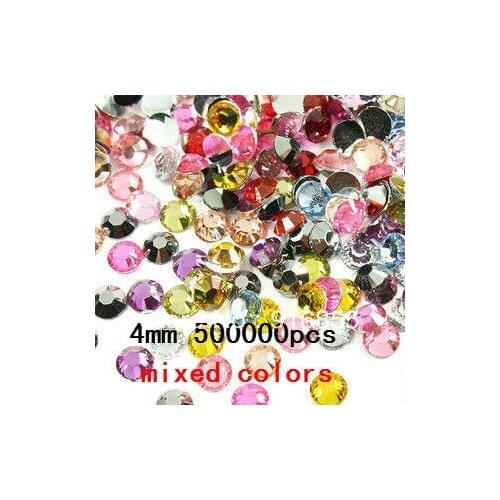 Free shipping !Wholesale 4mm SS16 50000pcs/bag mixed colors pack Resin rhinestones flatback 20colors randomly