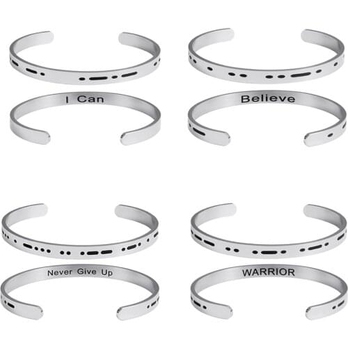 1 pc Morse Code Couple Bracelet Secret Message Cuff Bracelet Engagement Gift Men and Women Jewelry