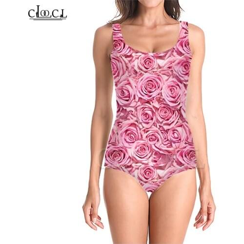 CLOOCL Newest Fashion Colorful Rose Flower 3D Print Girls One-piece Swimming Bathing Suit Beachwear Sleeveless Sexy Swimsuit