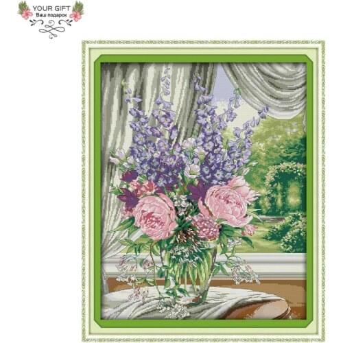 Joy Sunday H523(2) 14CT 11CT Counted and Stamped Home Decoration Window Vase (2) Cross Stitch kits