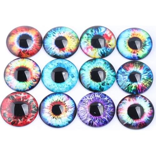 Mixed Eye Photo Glass Cabochon 14mm 12mm 20mm 25mm Diy Flatback Jewelry Making Accessories