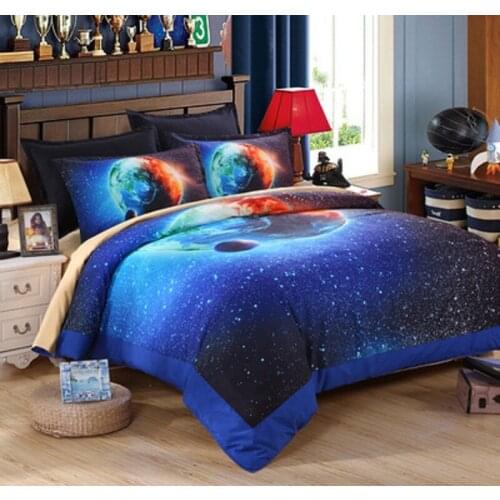 3d Galaxy Cotton bedding set Full/Queen/King Universe Outer Space Themed Bedspread 4pcs Bed Linen starry Duvet Cover Set Sheets