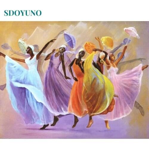 SDOYUNO 60x75cm Paint By Numbers Colourful Dancer DIY Oil Painting By Numbers On Canvas Figure Frameless Digital Hand Painting D