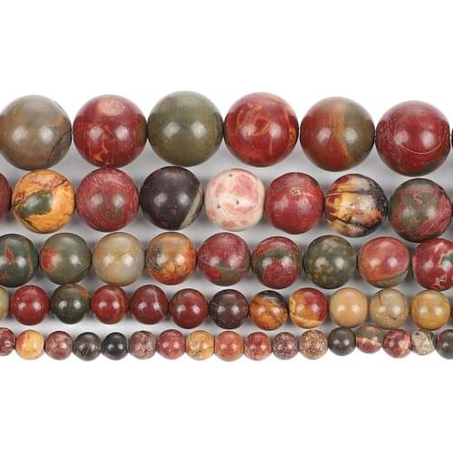 New 4/6/8/10/12mm Round Motley Picasso Stone Natural Stone Beads For Jewelry Making DIY Loose Beads Bracelet Necklace Handmade