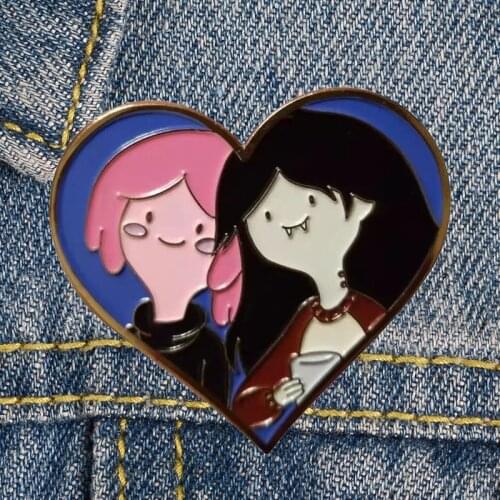 LT948 Princess Bubblegum and Marceline Pride Brooch Pins Enamel Metal Badges Lapel Pin Brooches Jackets Jeans Accessories