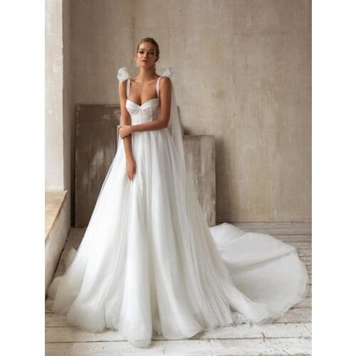 Sweetheart Beaded Outdoor Wedding Dress Glitter Tulle Lace Up Backless 2021 Custom Made Ceremony Party Photography Bridal Gown