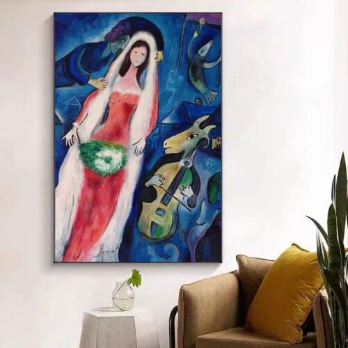 Modular Pictures Marc Chagall Canvas Wall Art Surrealism Painting Printed Bride Poster Nordic for Living Room Home Decoration