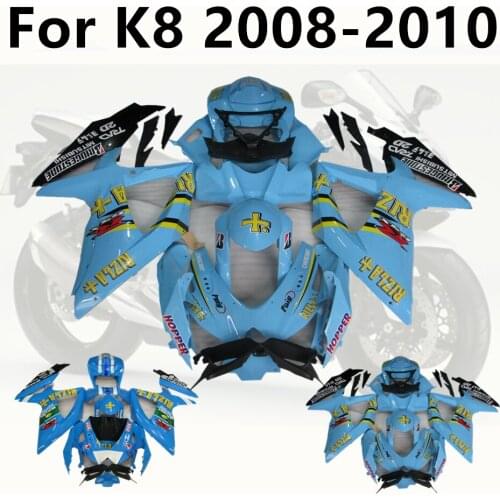 Motorcycle Full Body Kits GSXR750 Plastic Fairings for Suzuki GSXR 600 750 Full Fairing Kit 2008-2010 K8 Light Blue Cowling
