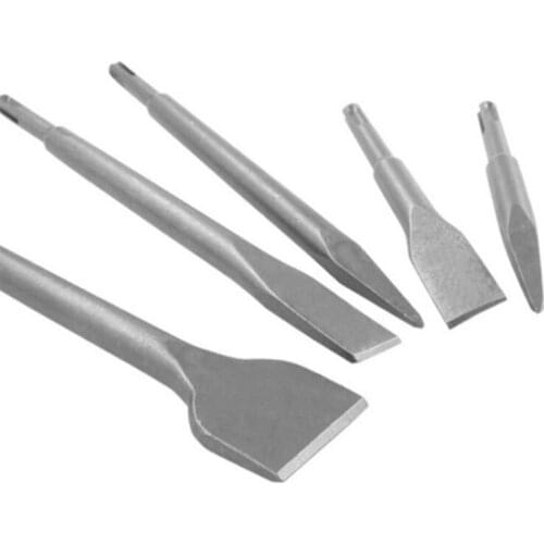 203F 5Pcs Chisel Bit Set Professional Heavy Duty Metal Concrete Drill Sets Rotary Hammer Bits Kit with Wide Chisel