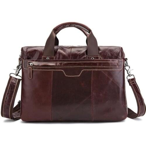 2018 New Fashion cowhide male commercial briefcase Real Leather vintage mens messenger bag casual Natural Cowskin Business bag