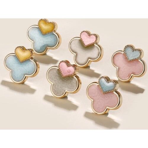 2021 New Resin Phnom Penh Clover Earrings For Women Love Pattern oil Dripping Earrings Set lovely Fashion Party Accessories