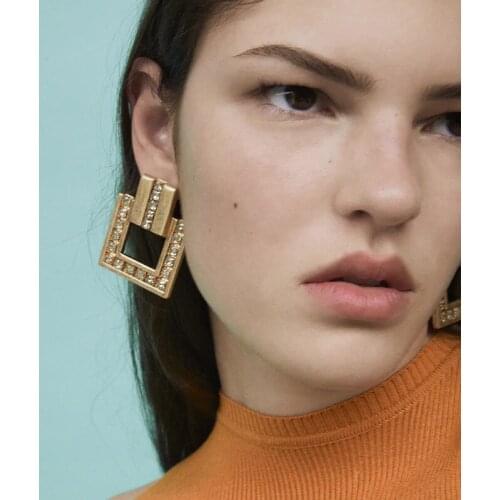 New Gold Color Earrings For Women Multiple Trendy Round Geometric Drop Statement Earring Fashion Party Jewelry Gift 2021