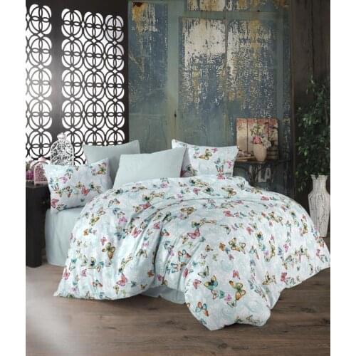 Duvet Cover World Ranforce Double Personality Duvet cover set Butterfly Turquoise