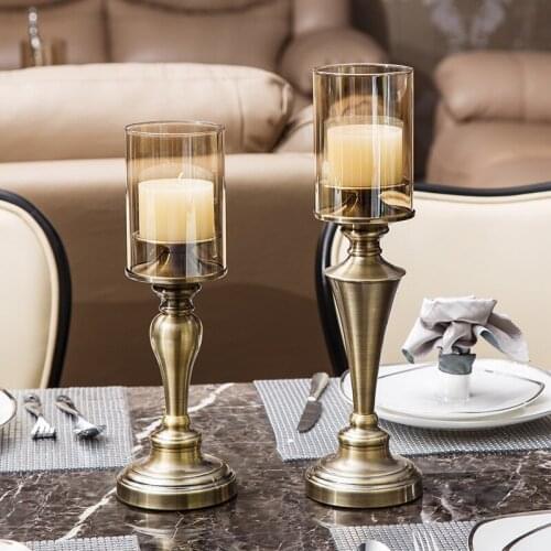 European Style Candlestick Metal Glass Jewelry Ornaments Candle Holder Decoration Gift Chandelier Mariage Furniture Decor WT5ZT