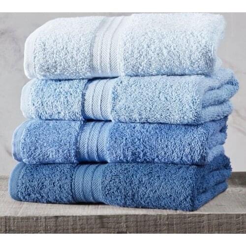 4Pcs 50x90cm %100 Organic Cotton Face Towel, Plain Dyed, Blue, Solid Woven Unisex Super Absorbent Soft Home Textile 2021