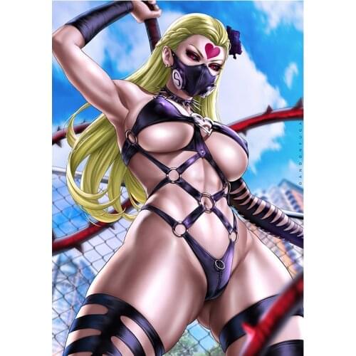 Custom print video games Ninja 3D Sexy Anime girl Art Posters HD wall art Canvas Painting for living room home decor picture