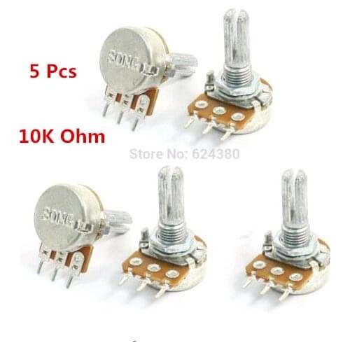 Single Turn Linear Type B Rotary Potentiometer B10K 10K OHM Potenciometro 5% 2W Knurled Shaft Discount x 1 Pack ( 5 Pcs / Lots )