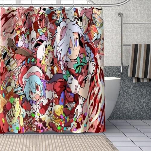 New Custom Japanese Anime Izayoi Sakuya Curtains Polyester Bathroom Waterproof Shower Curtain With Plastic Hooks More Size
