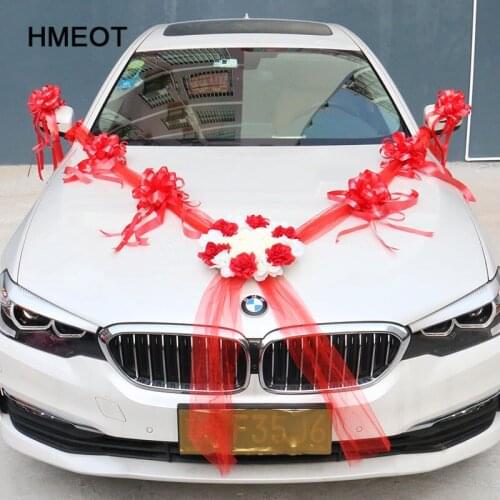 Wedding Car Decoration Artificial rose flowers Stamen Leaves Silk Fake Flower DIY Pompoms Wedding Home Decoration Supplies