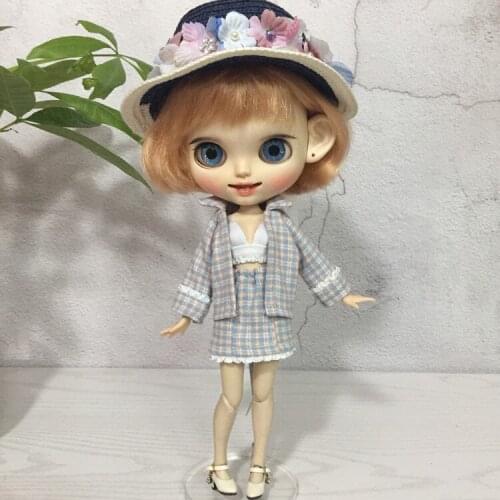 T02-X371 gift girl Blyth Doll clothes 30cm 1/6 dolls Azone Accessories clothes Elegant plaid suit