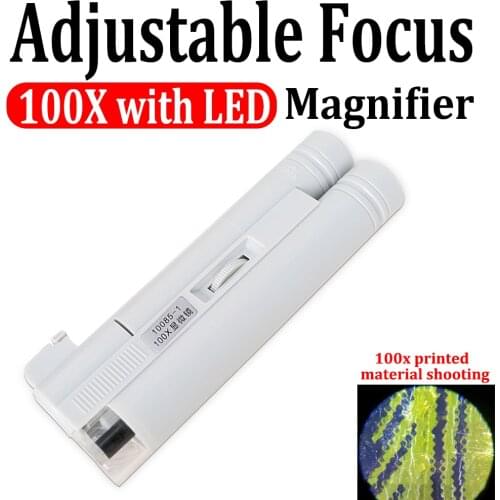 100X Zoom LED Light Jewelry Magnifier Handheld Microscope Lens Loupe Pocket M05 Magnifying Glass