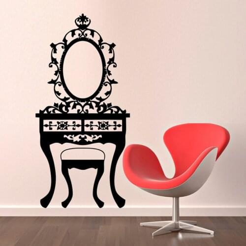 ZOOYOO Girl Bedroom Mirror Toilet Table Wall Sticker Black Hollow Out Home Decor Vinyl Art Wall Mural