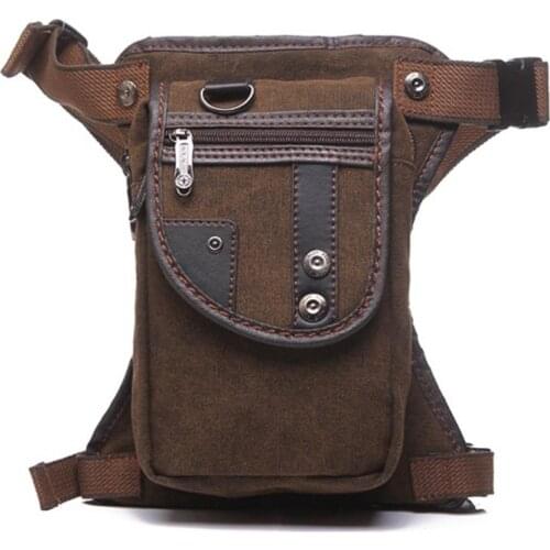 Motorcycle Leg Bag Vintage Multi-pocket Waist Pack Canvas Wear Resistant Bag For Mens Travel Hiking Climbing Riding Cycling