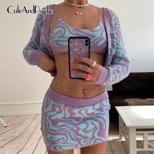 Y2K Vintage Knit Cardigans Casual Harajuku Print Button Up Grunge Sweaters Autumn Fashion Chic Cute Knitwear 2000s Cuteandpsycho