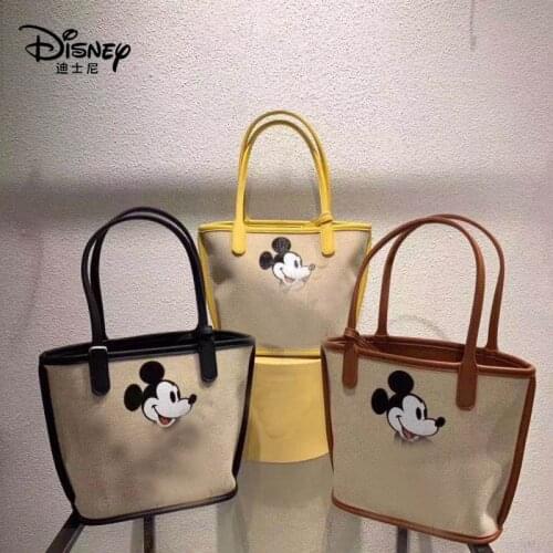 Disney Mickey Mouse Lady Handbag Large Capacity Women Shoulder Bag Canvas Girl Tote Bags Student Shopping Fashion